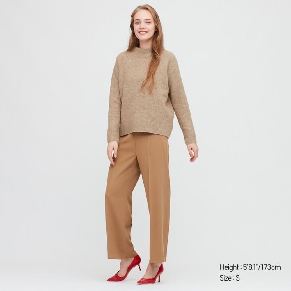 WOMEN SOUFFLE YARN HIGH-NECK S Beige